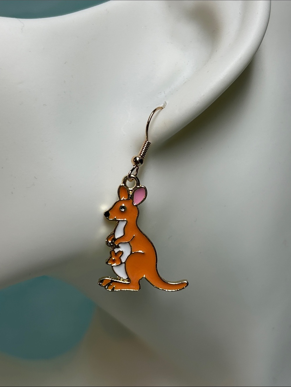 Cute Orange Kangaroo Dangle Earrings